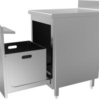 Meuble poubelle sur coulisses trappe ouverte