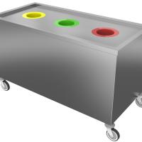 Table de tri simple mobile 3 TVO avec habillage inox